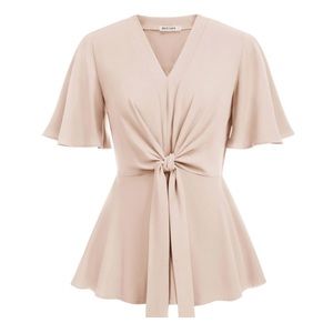 ✨Elegant Peplum Top w/ Tie Front✨